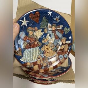 Susan Winget 2002 Christmas 4 Dessert Plates Certified International - Vintage